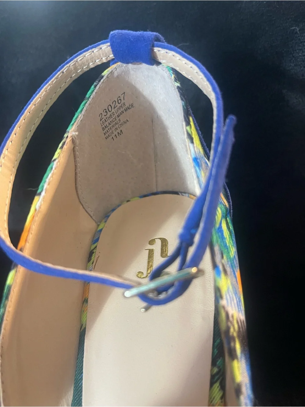 Blue Open-Toe Espadrille Heels with Multicolor Accent
